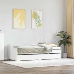 vidaXL Denná posteľ s výsuvným lôžkom bez matraca IRUN biela 90x200 cm – Obrázok 3