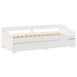 vidaXL Denná posteľ s výsuvným lôžkom bez matraca IRUN biela 90x200 cm – Obrázok 5