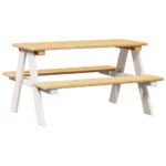vidaXL Detský stôl s lavicami IRUN biely 90x79,5x50 cm masívne drevo – Obrázok 2