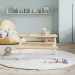vidaXL Detský stôl s lavicami IRUN biely 90x79,5x50 cm masívne drevo – Obrázok 3