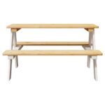 vidaXL Detský stôl s lavicami IRUN biely 90x79,5x50 cm masívne drevo – Obrázok 4