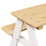 vidaXL Detský stôl s lavicami IRUN biely 90x79,5x50 cm masívne drevo – Obrázok 7