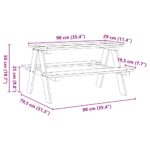 vidaXL Detský stôl s lavicami IRUN biely 90x79,5x50 cm masívne drevo – Obrázok 8