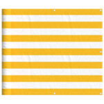 vidaXL Balkónová zástena žlto-biela pruhovaná 90x1000 cm – Obrázok 2