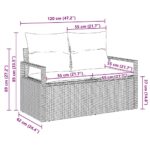 vidaXL Záhradná pohovka s vankúšom 120 x 62 x 69 cm polyratan – Obrázok 10