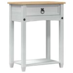 vidaXL Konzolový stolík Biela 55 x 35 x 73 cm Masívne borovicové drevo – Obrázok 2