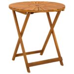 vidaXL Skladací záhradný stôl Prírodná Ø70 x 75 cm – Obrázok 2