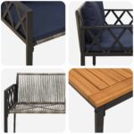vidaXL Záhradný nábytok 4 pcs Šedá a námornícká modrá polyratan – Obrázok 10