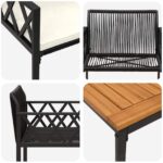 vidaXL Záhradný nábytok 3 pcs Čierna a krémová biela polyratan – Obrázok 8