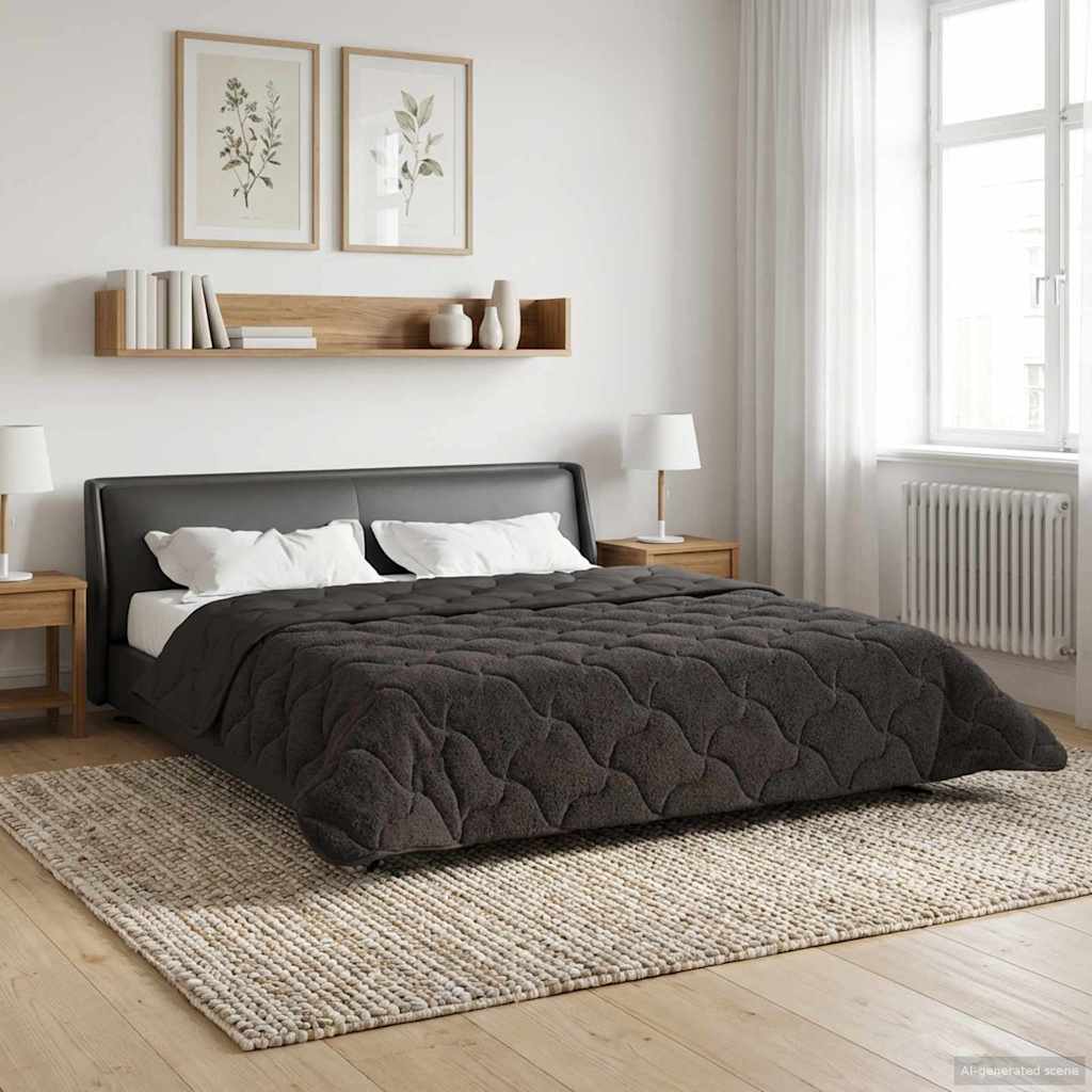 42026160_1.jpg vidaXL Letná prikrývka Antracit 200 x 200 cm Mikrofáza a Teddy fleece – Obrázok 1
