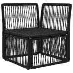 vidaXL Rohová sofa Čierna polyratan – Obrázok 2