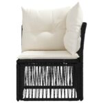 vidaXL Rohová sofa Čierna polyratan – Obrázok 3