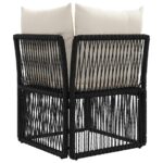 vidaXL Rohová sofa Čierna polyratan – Obrázok 4