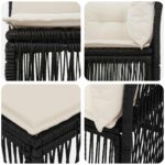 vidaXL Rohová sofa Čierna polyratan – Obrázok 5