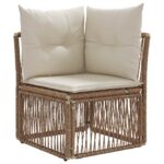 vidaXL Rohová sofa Béžová polyratan