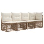 vidaXL Sofa pre 4 osoby s ľavým ramenom 4 pcs 4-Počet miest Béžová – Obrázok 2