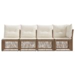 vidaXL Sofa pre 4 osoby s ľavým ramenom 4 pcs 4-Počet miest Béžová – Obrázok 4