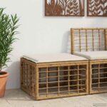 vidaXL Záhradný taburet Prírodná polyratan
