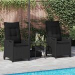 vidaXL Záhradná stolička 2 pcs Čierna 56 x 64 x 94 cm Oceľ a polyester – Obrázok 3