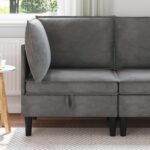 vidaXL Sofa s úložným priestorom Tmavosivá Zamat