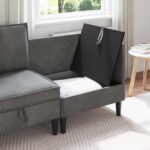 vidaXL Sofa s úložným priestorom Tmavosivá Zamat – Obrázok 3