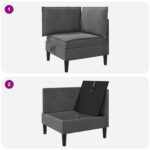 vidaXL Sofa s úložným priestorom Tmavosivá Zamat – Obrázok 9