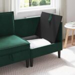 vidaXL Sofa s úložným priestorom Tmavozelená Zamat – Obrázok 3
