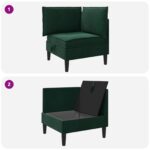 vidaXL Sofa s úložným priestorom Tmavozelená Zamat – Obrázok 9