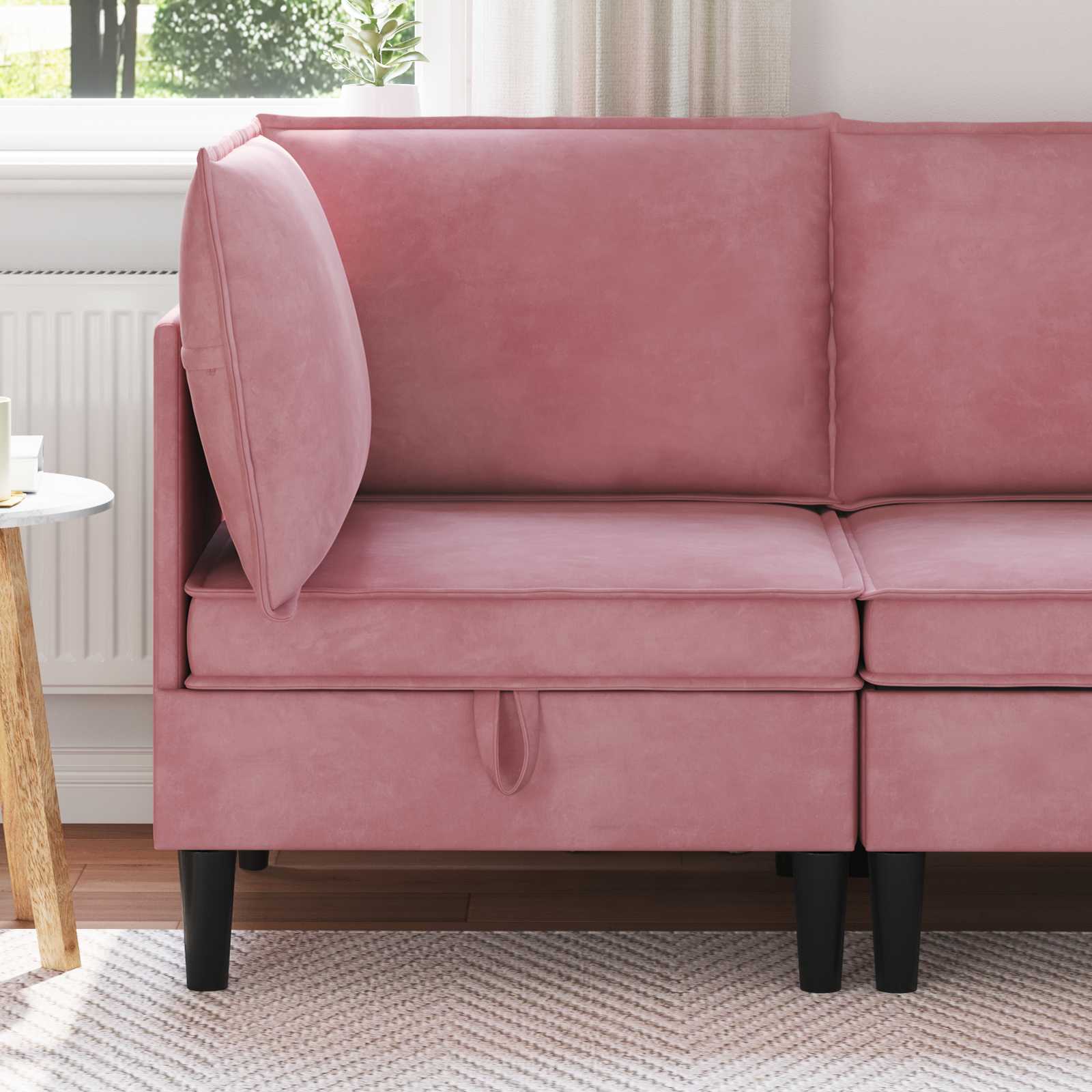 42027080_1.jpg vidaXL Sofa s úložným priestorom Ružová Zamat – Obrázok 1