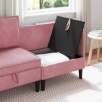 vidaXL Sofa s úložným priestorom Ružová Zamat – Obrázok 3