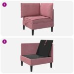 vidaXL Sofa s úložným priestorom Ružová Zamat – Obrázok 9