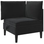 vidaXL Sofa s úložným priestorom Čierna Zamat – Obrázok 2