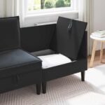 vidaXL Sofa s úložným priestorom Čierna Zamat – Obrázok 3