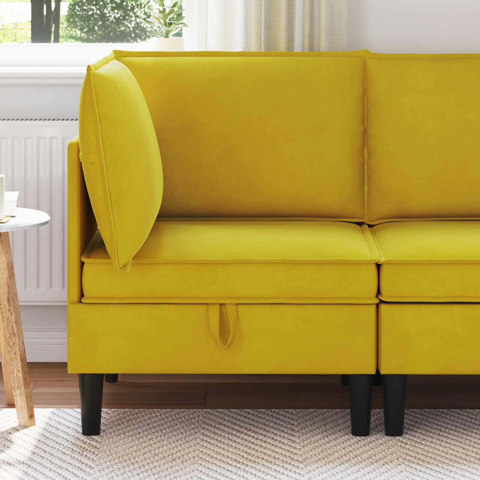 42027083_1.jpg vidaXL Sofa s úložným priestorom Žltá Zamat – Obrázok 1