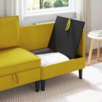 vidaXL Sofa s úložným priestorom Žltá Zamat – Obrázok 3
