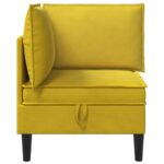 vidaXL Sofa s úložným priestorom Žltá Zamat – Obrázok 5