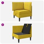 vidaXL Sofa s úložným priestorom Žltá Zamat – Obrázok 9