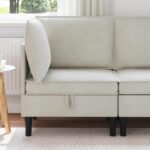 vidaXL Sofa s úložným priestorom Krémová Zamat
