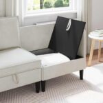 vidaXL Sofa s úložným priestorom Krémová Zamat – Obrázok 3