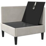 vidaXL Sofa s úložným priestorom Krémová Zamat – Obrázok 4