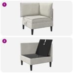 vidaXL Sofa s úložným priestorom Krémová Zamat – Obrázok 9