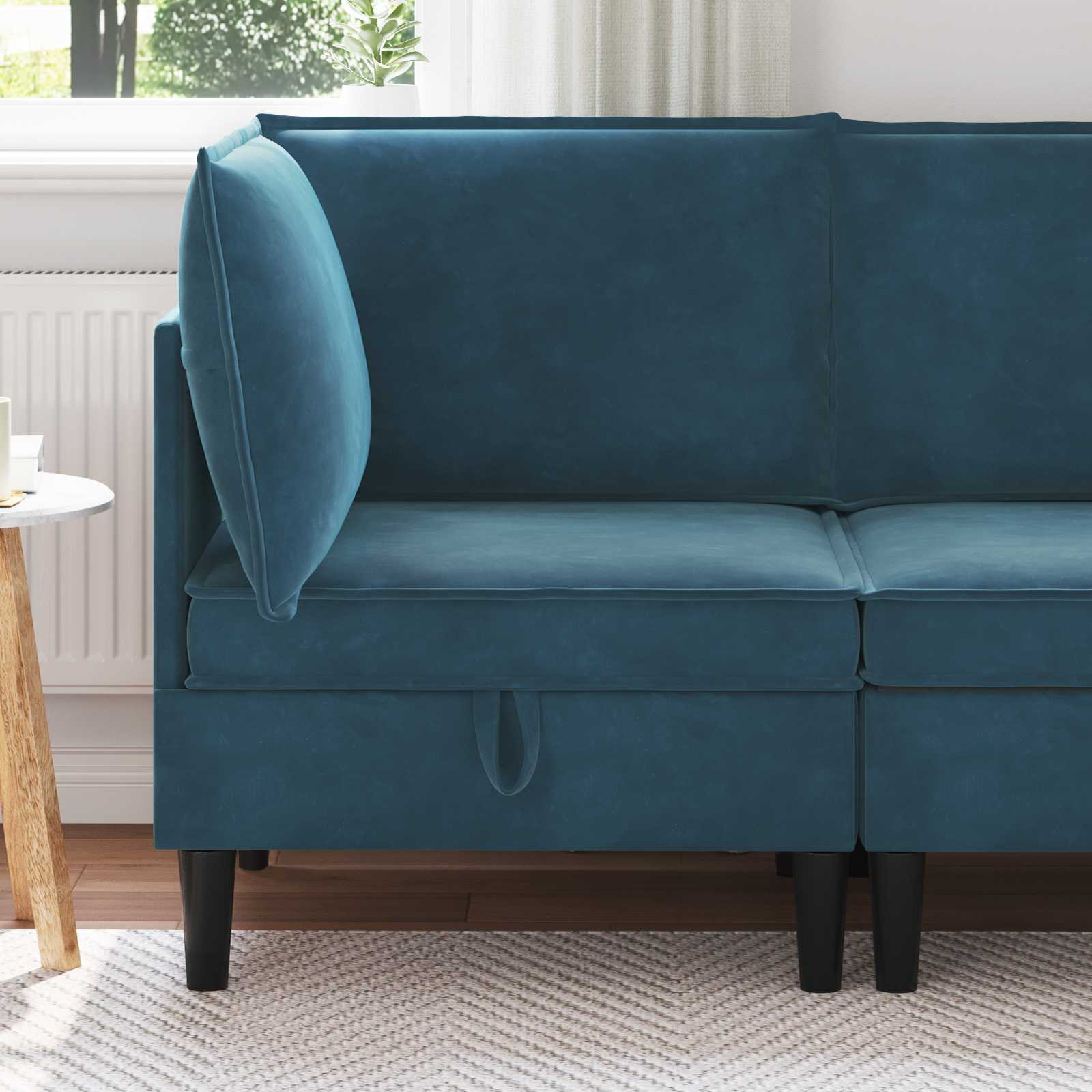 42027085_1.jpg vidaXL Sofa s úložným priestorom Modrá Zamat – Obrázok 1