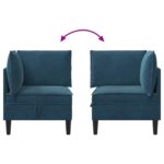 vidaXL Sofa s úložným priestorom Modrá Zamat – Obrázok 10