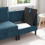 vidaXL Sofa s úložným priestorom Modrá Zamat – Obrázok 3