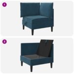 vidaXL Sofa s úložným priestorom Modrá Zamat – Obrázok 9