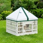 vidaXL 4 panelový psí výbeh s strechou 63 x 63 x 67 cm Plast Biela – Obrázok 4