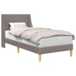 vidaXL Rám postele Jednofarebný Sivohnedá 90 x 190 cm látka – Obrázok 2