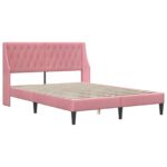 vidaXL Rám postele s čelnou doskou Ružová 140 x 190 cm Zamat – Obrázok 3