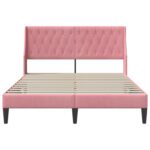 vidaXL Rám postele s čelnou doskou Ružová 140 x 190 cm Zamat – Obrázok 4