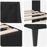 vidaXL Rám postele s čelnou doskou Čierny 140 x 190 cm Zamat – Obrázok 7